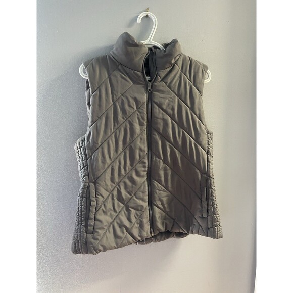 NYC New York & Company Women's Gray Puffer Vest Full Zipper Pockets Size L - Picture 1 of 8